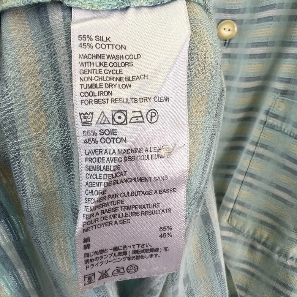 Tommy Bahama Silk Cotton Blend Shirt Pixel In Paradise Camp Shirt Blue Aloha Med - Picture 8 of 16
